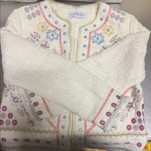 Bouclé Embroidered Cream Jacket